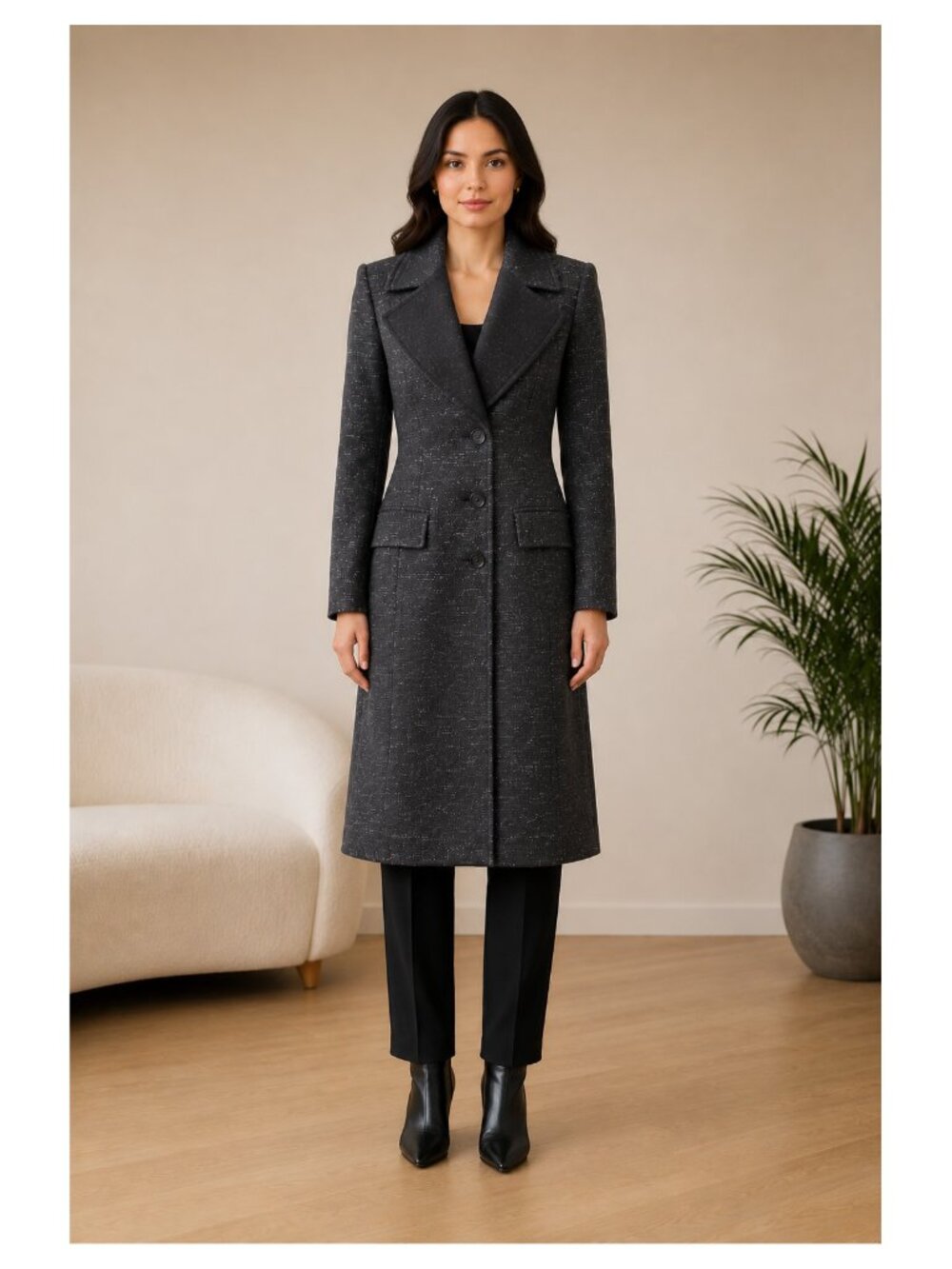Hugo Boss Women Navy Blue Long Sleeve Collared Fitted Trench Coat Size US 4,IT40
